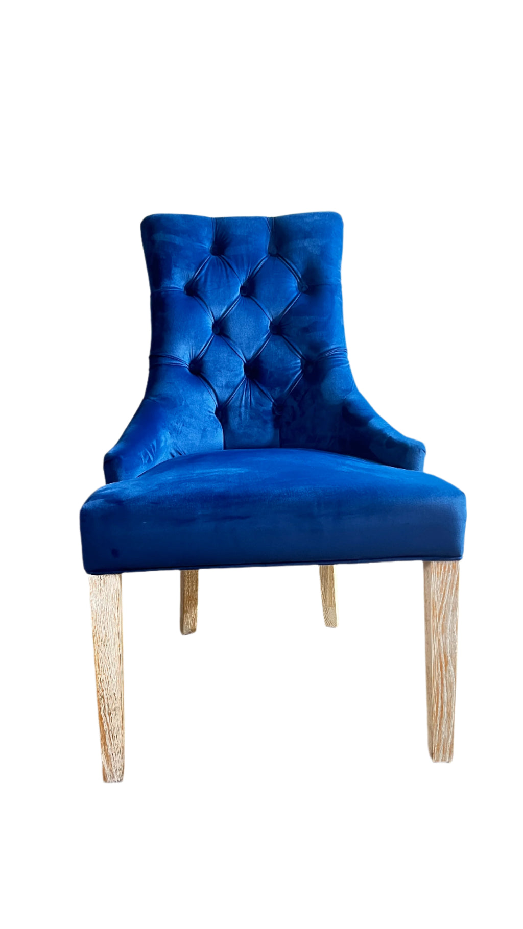 Navy Velvet Diamond buttoned dining chairs