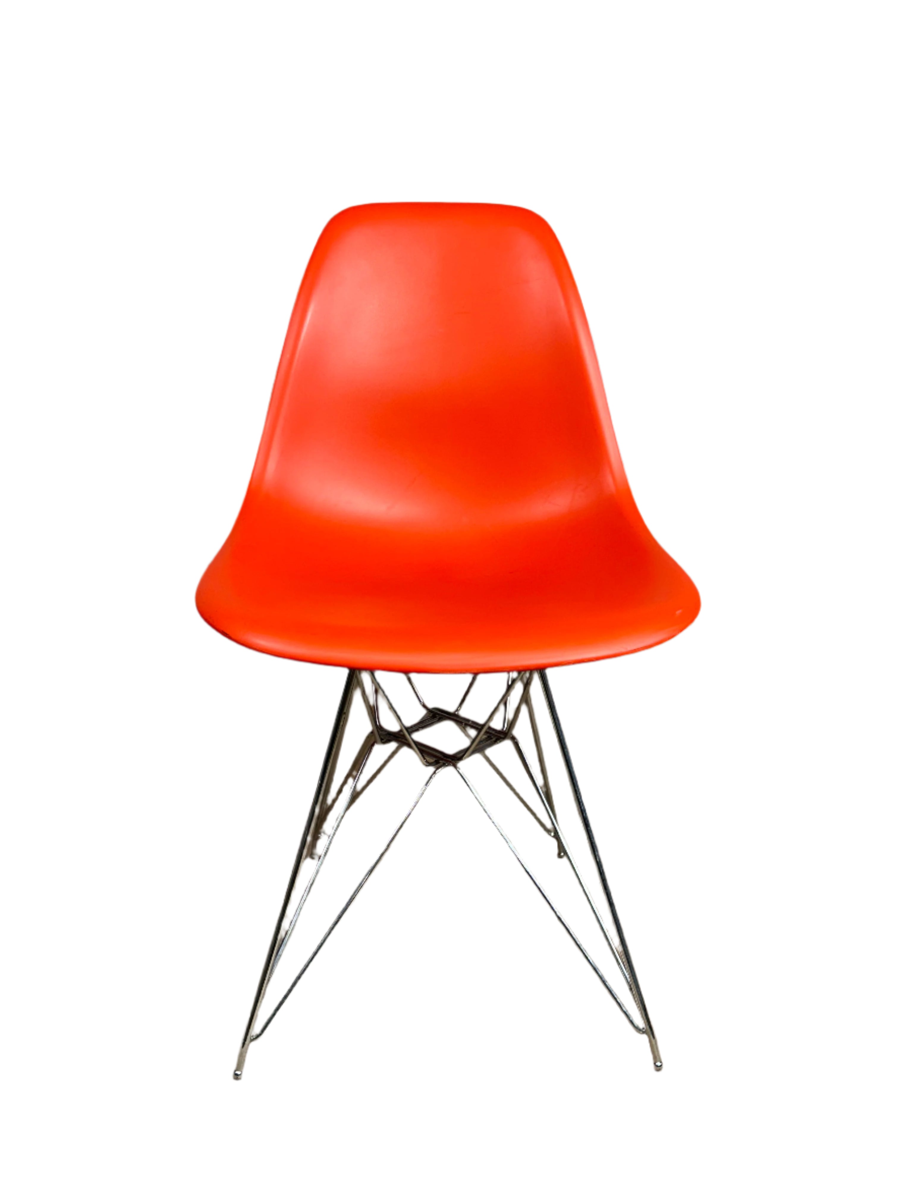 Eames Plastic Moulded Side Chair - Wire Base (Red), Vitra