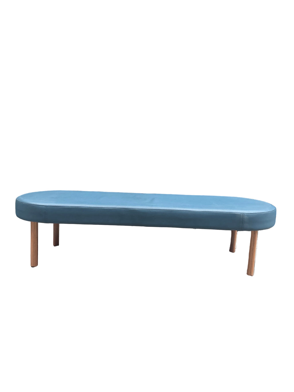 FBD Large Blue Leather Bench Seat