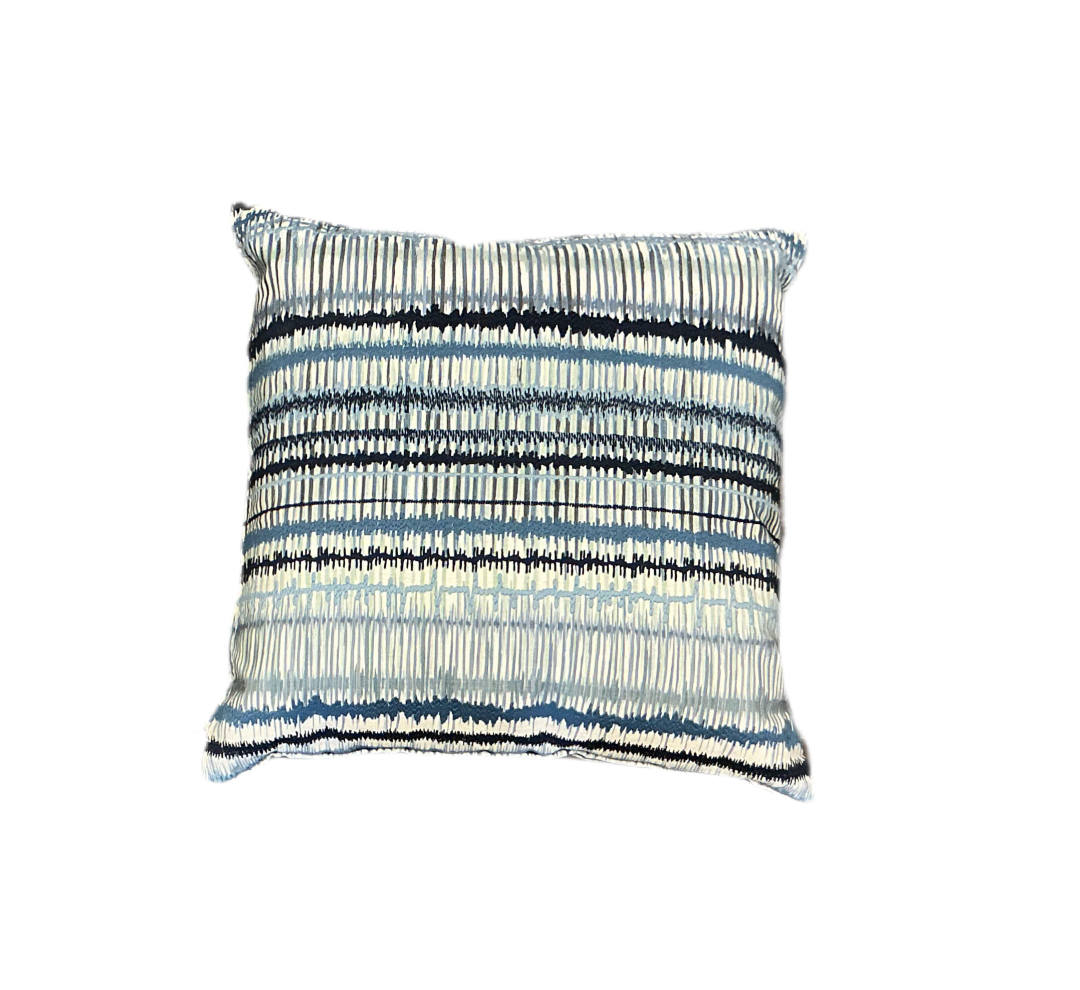 Blue and Green Stripe Patterned Cushion