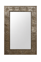Vintage Embossed Metal Floral Wall Mirror