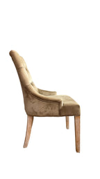 Oyster Velvet Diamond buttoned dining chairs - 2 available