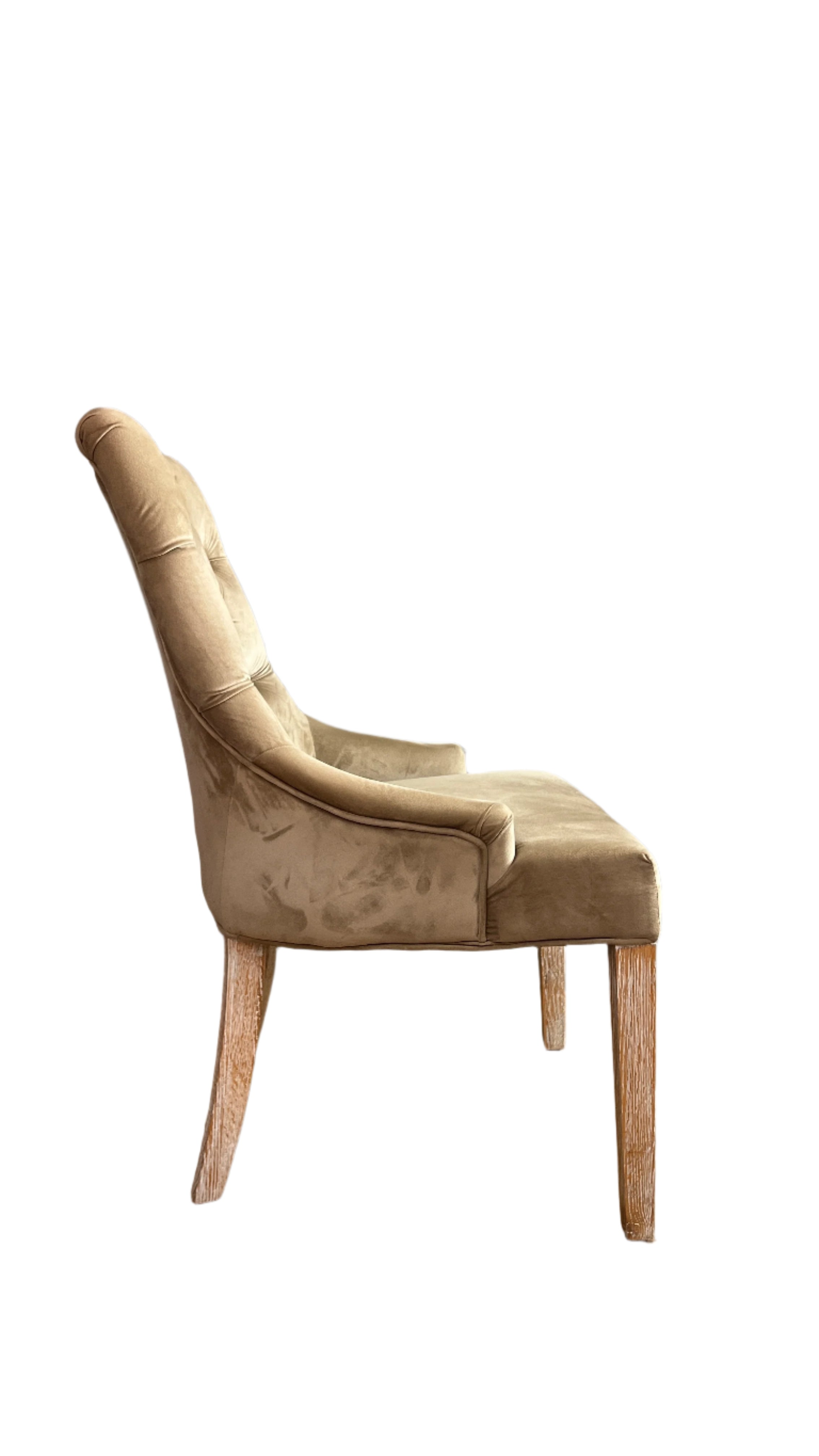 Oyster Velvet Diamond buttoned dining chairs - 2 available
