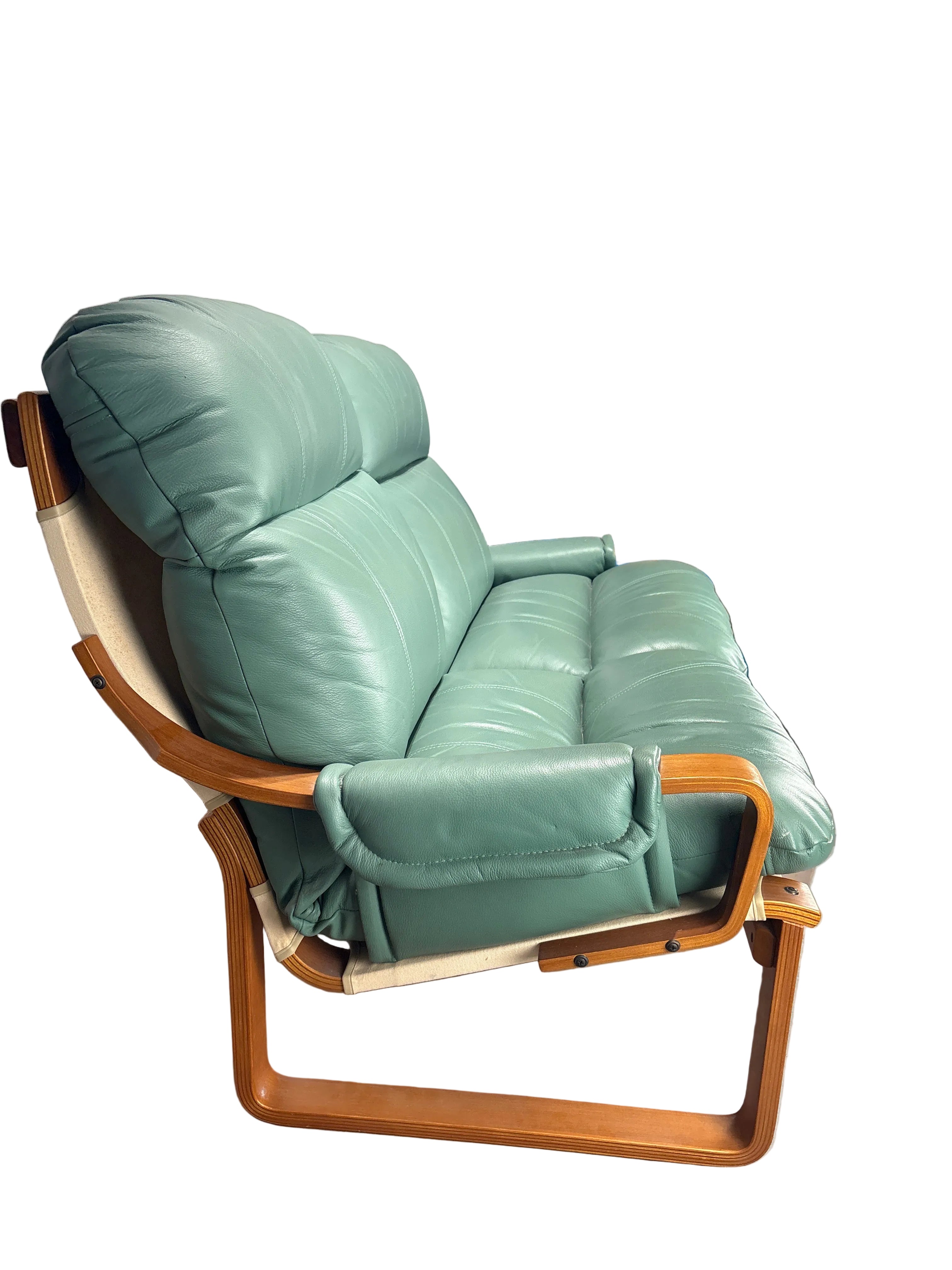 Tessa Monaco Two Seater Green Leather Sofa