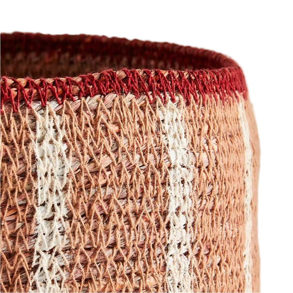 Anise Vertical Striped Woven Basket