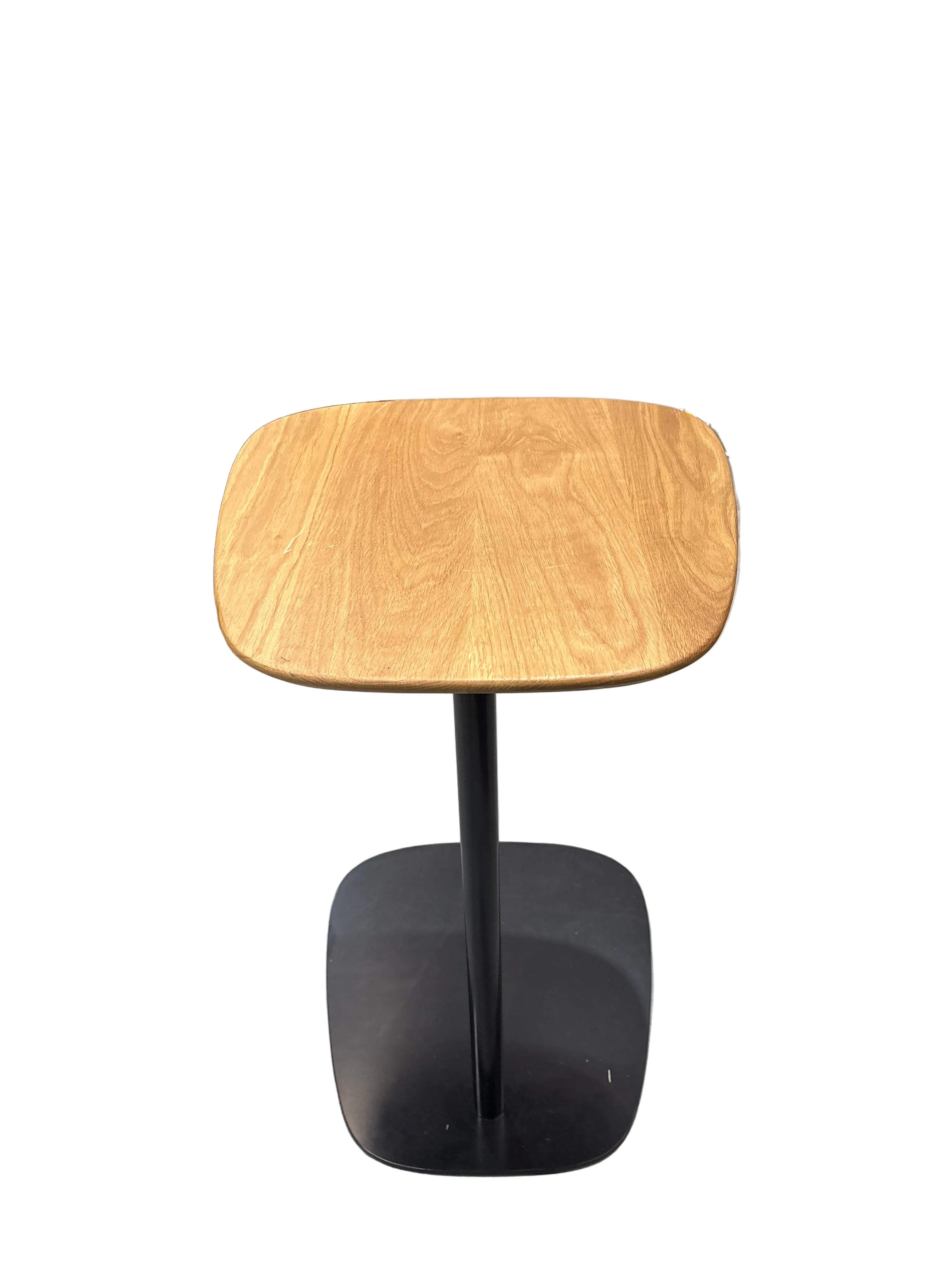 Cantilevered Asymmetrical Wooden Top Side Table