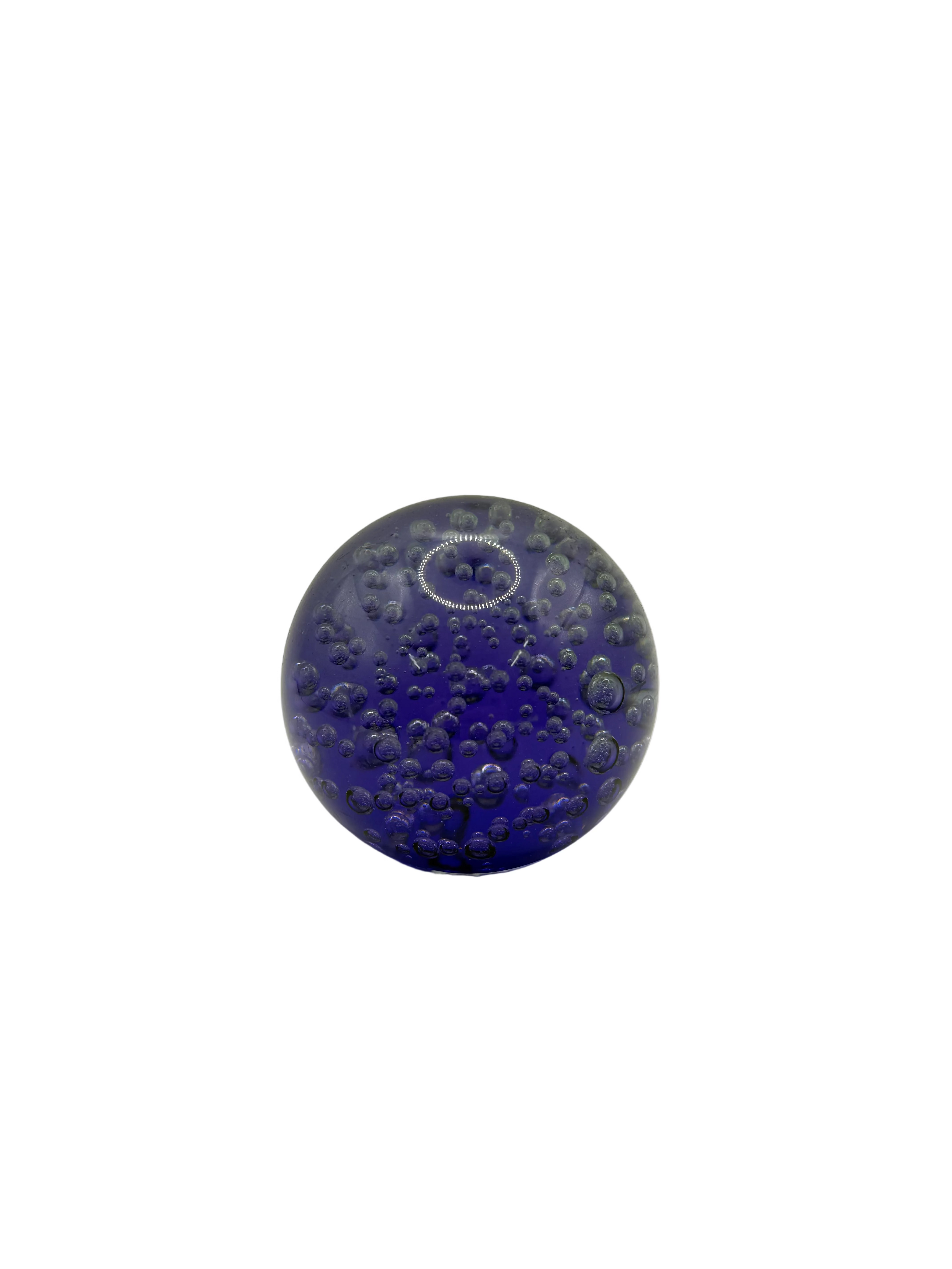 Vintage Indigo Blue Glass Ball Paperweight