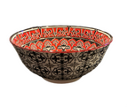 Moroccan Deco Ceramic Bowl (Navy White and Red Patterned)
