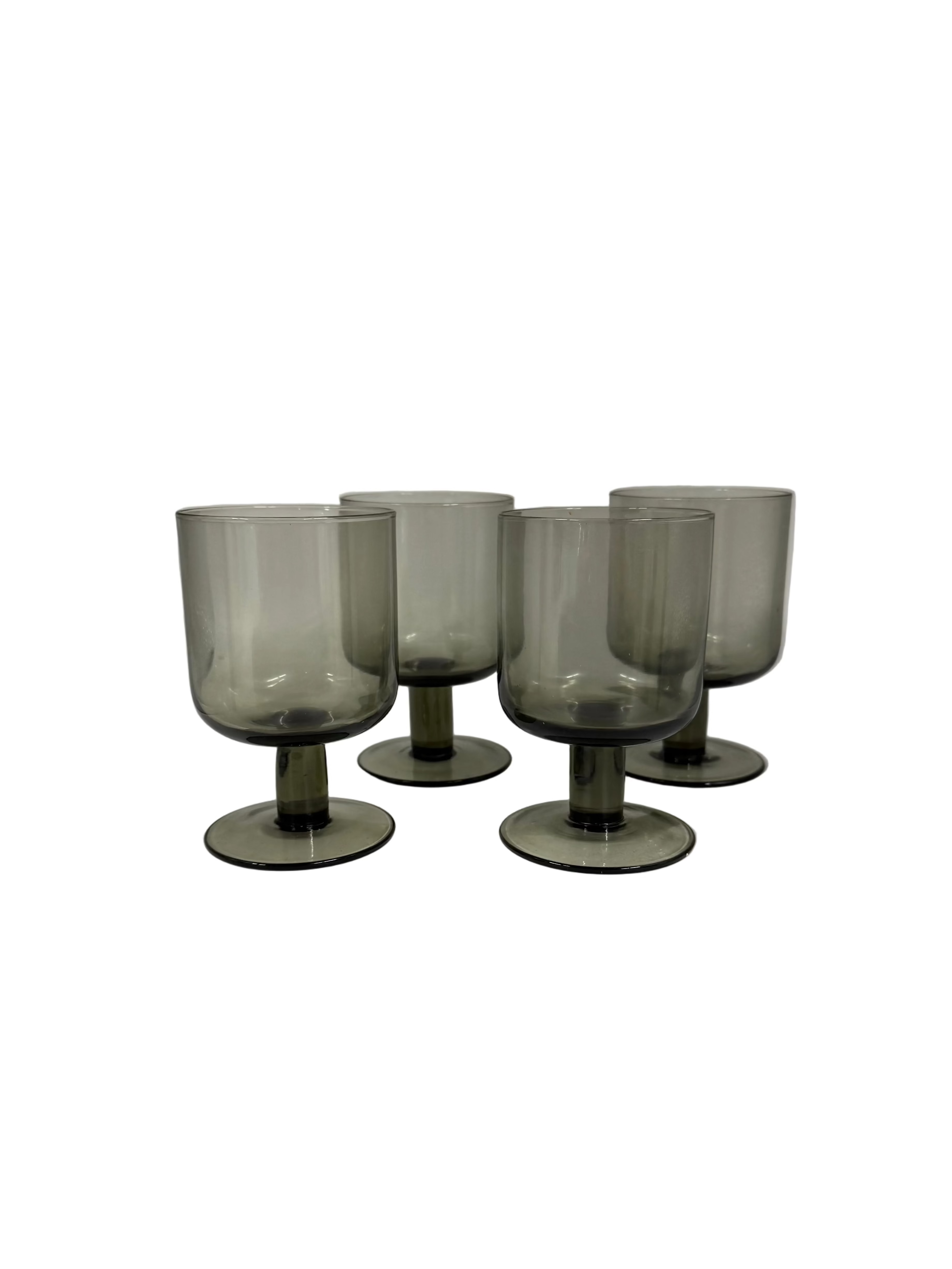 Vintage Smoke Mid Century Glasses Set of 4