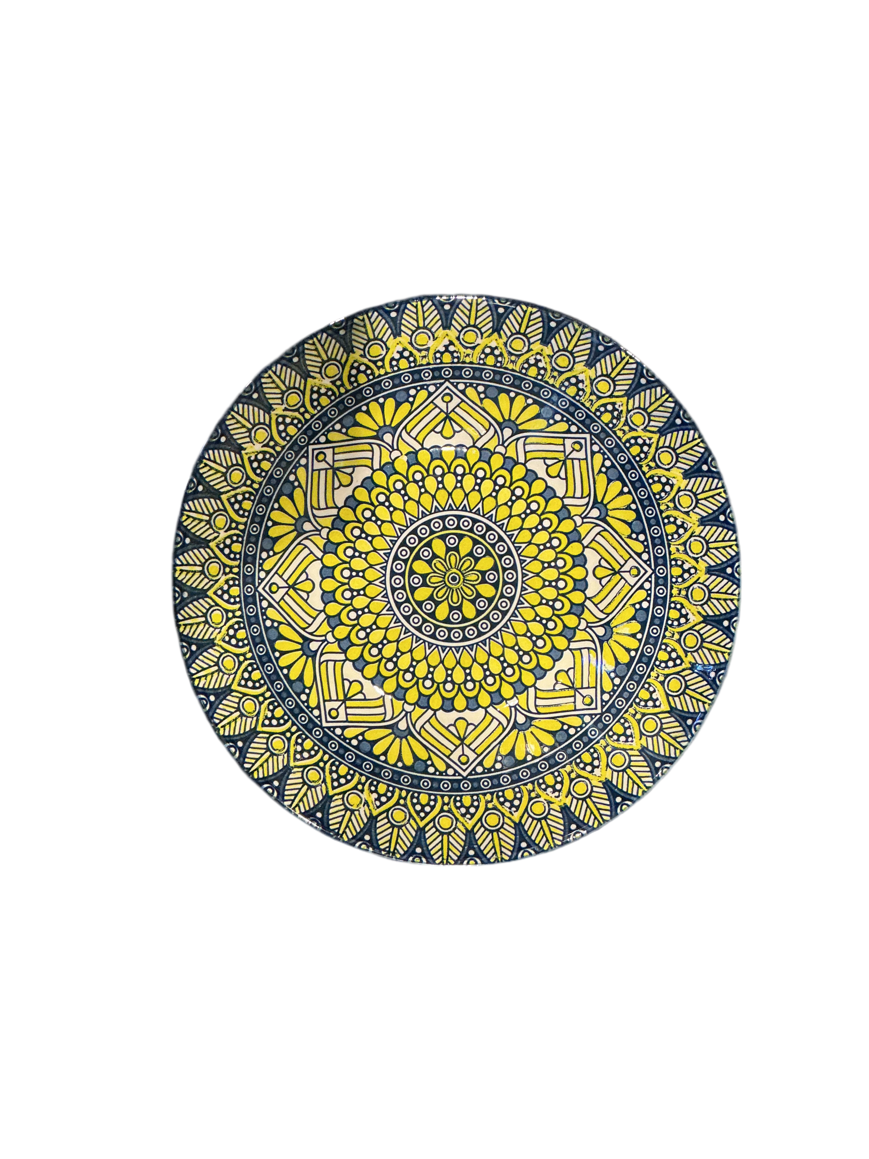 Patterned Blue & Yellow Pasta Bowl