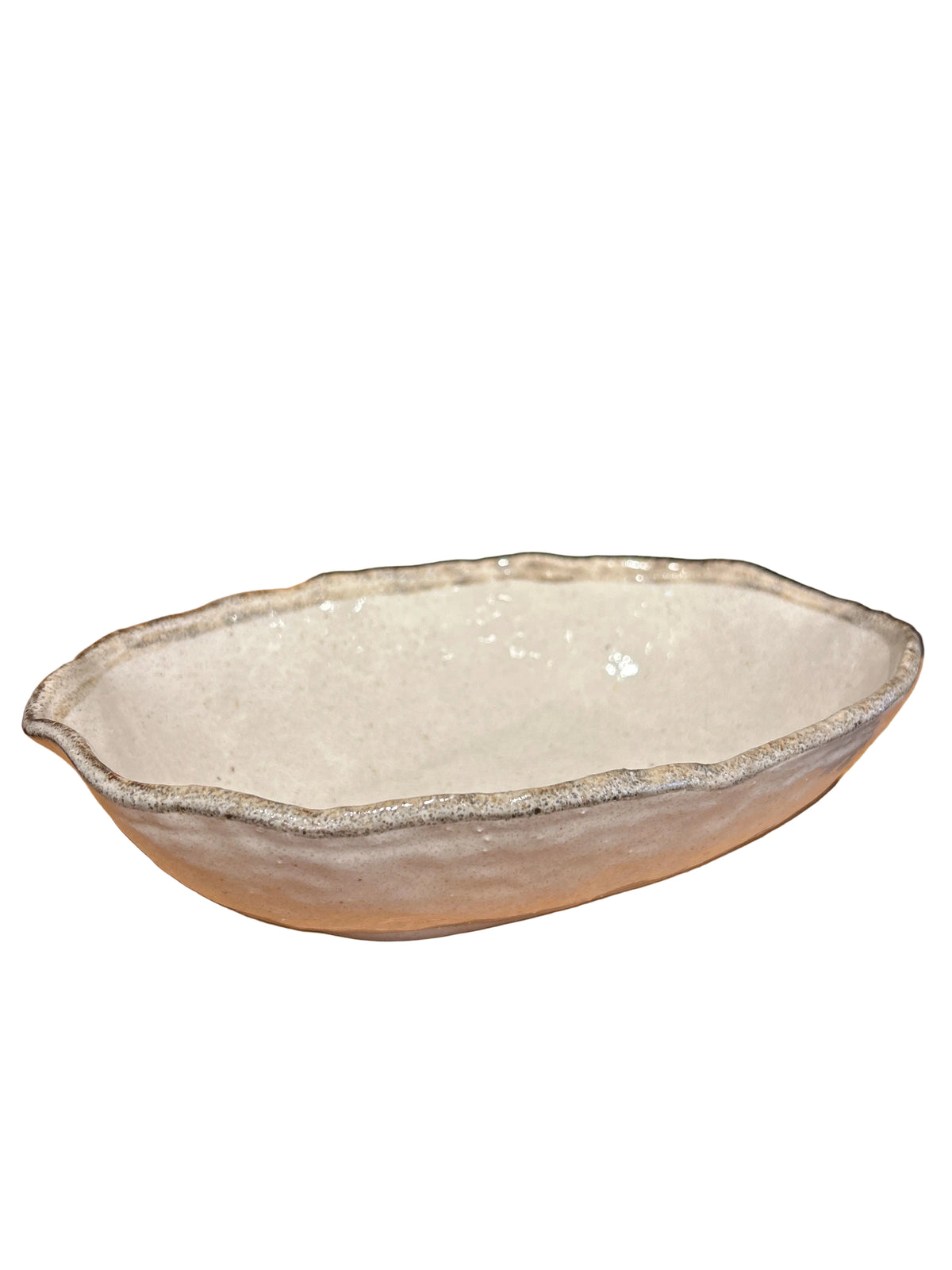 Shirokaratsu Ceramic Oval Bowl, Natural Glaze