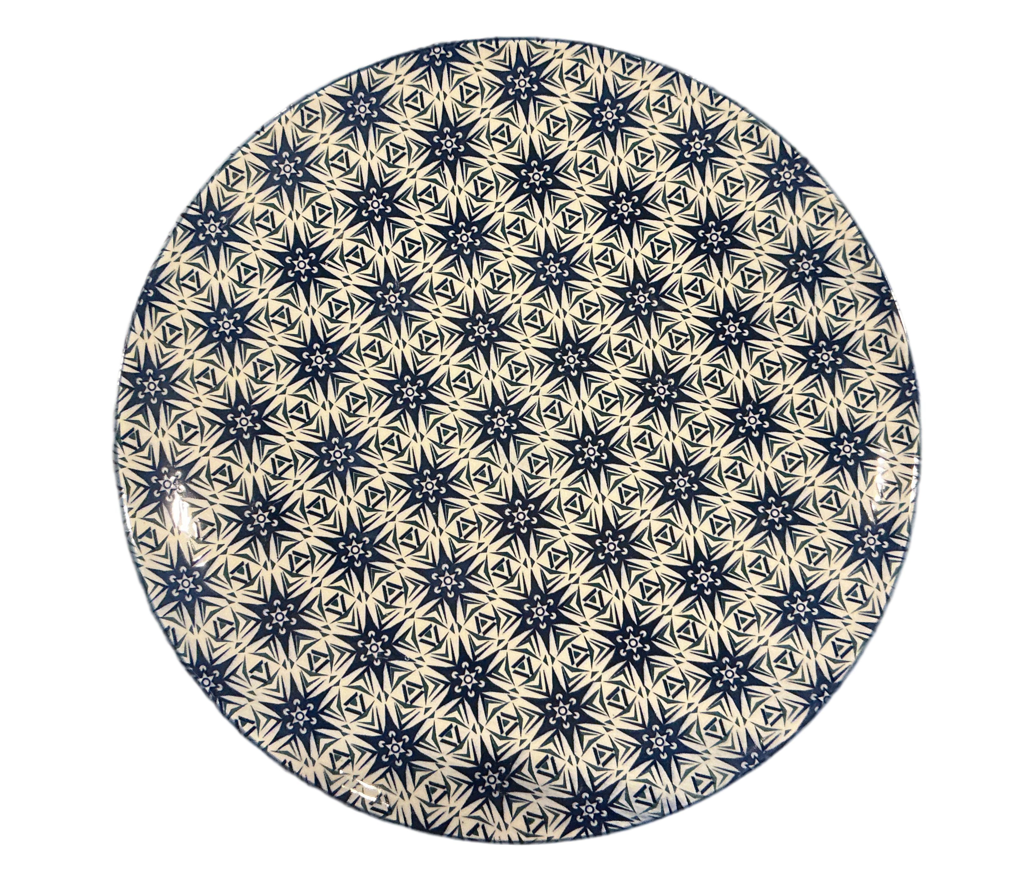 Patterned Ceramic Dinner Plate (Blue and White)