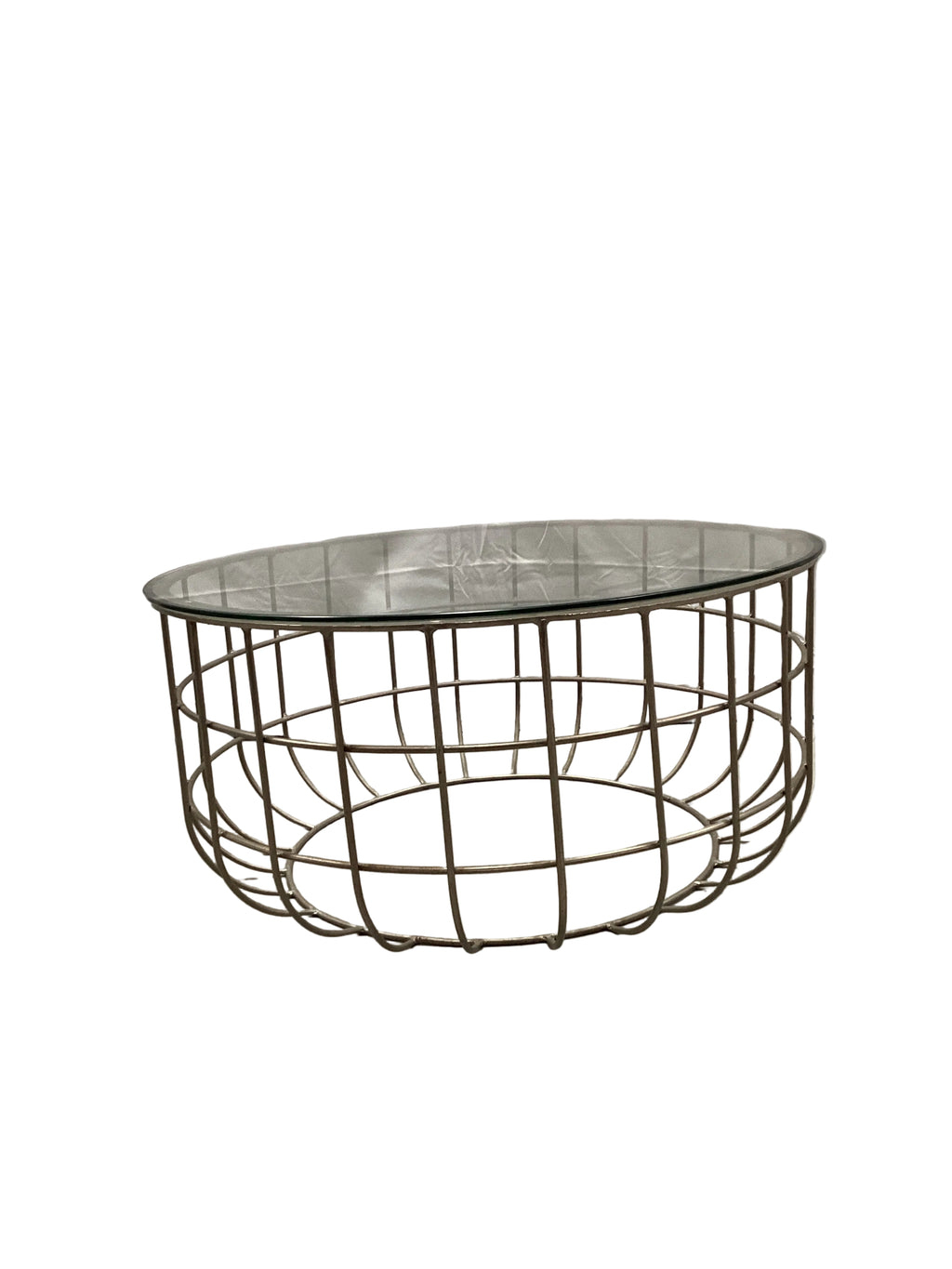 Metal Caged Coffee Table with Glass Top