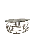 Metal Caged Coffee Table with Glass Top