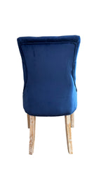 Navy Velvet Diamond buttoned dining chairs