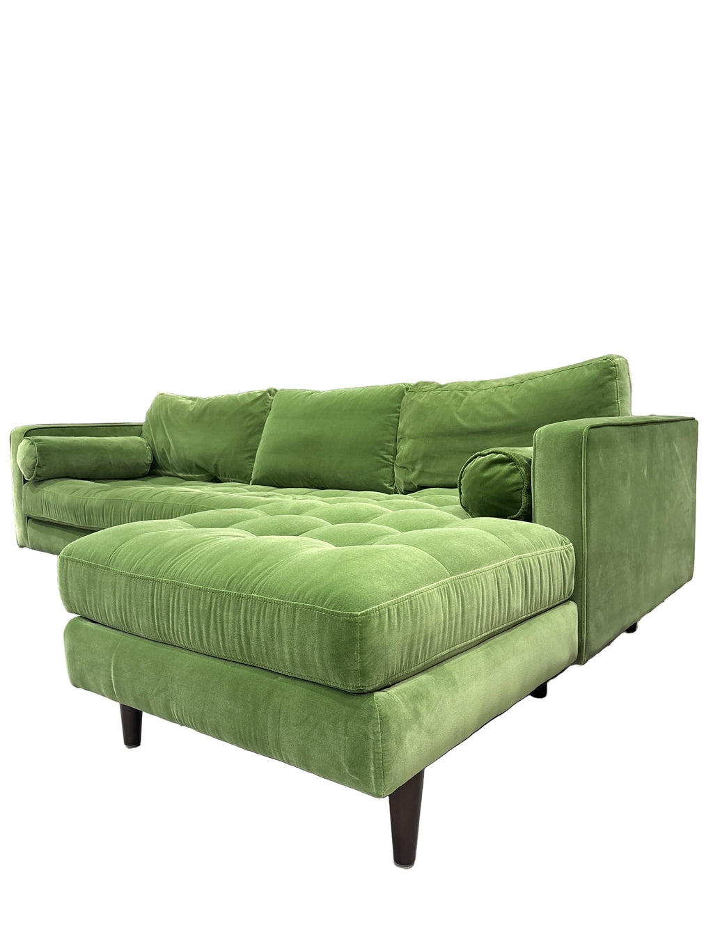 Draper Velvet Chaise Sofa Green Velvet