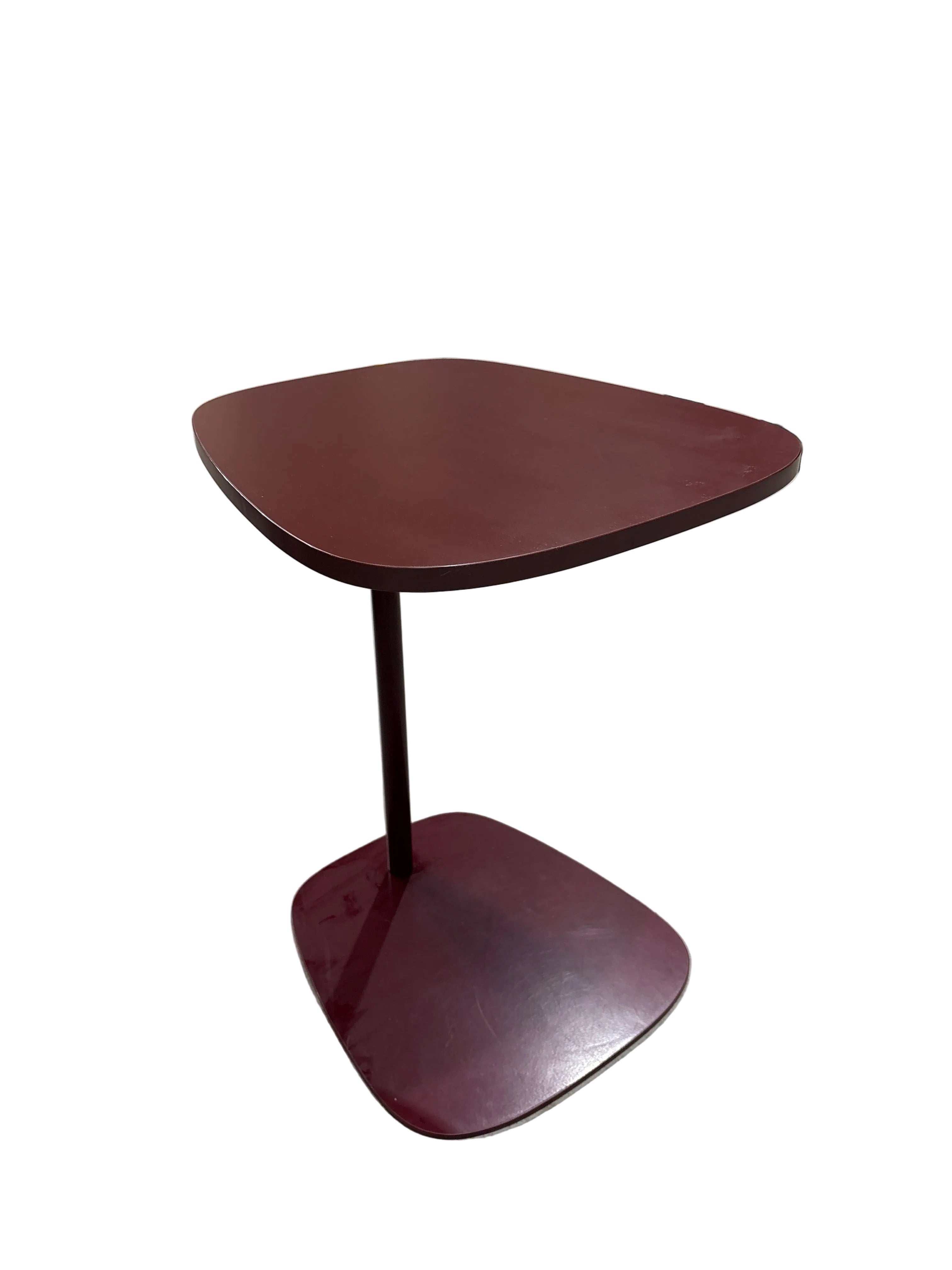 Cantilevered Asymmetrical Burgundy Side Table