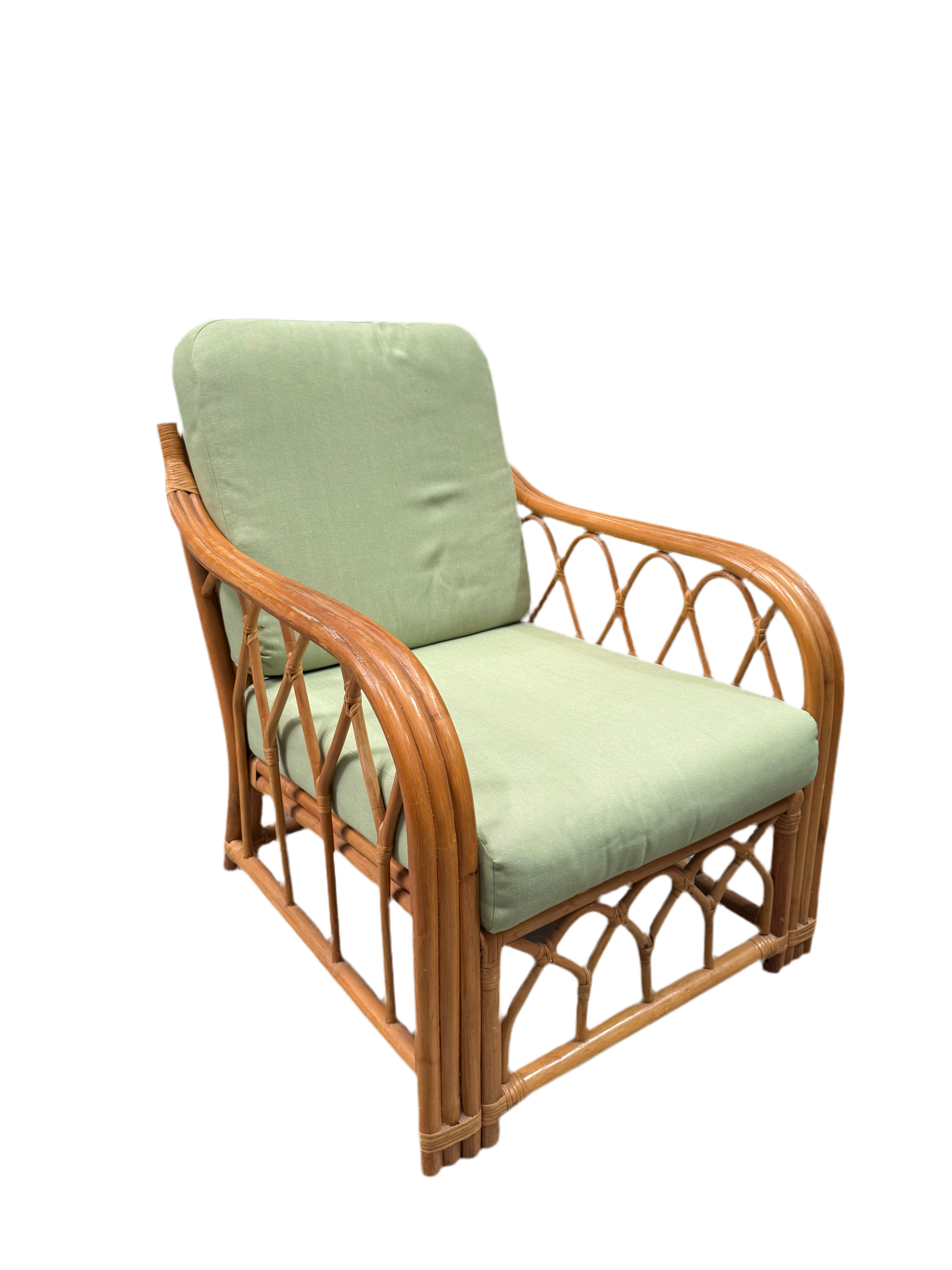 Vintage Bamboo Cane Patio Armchair