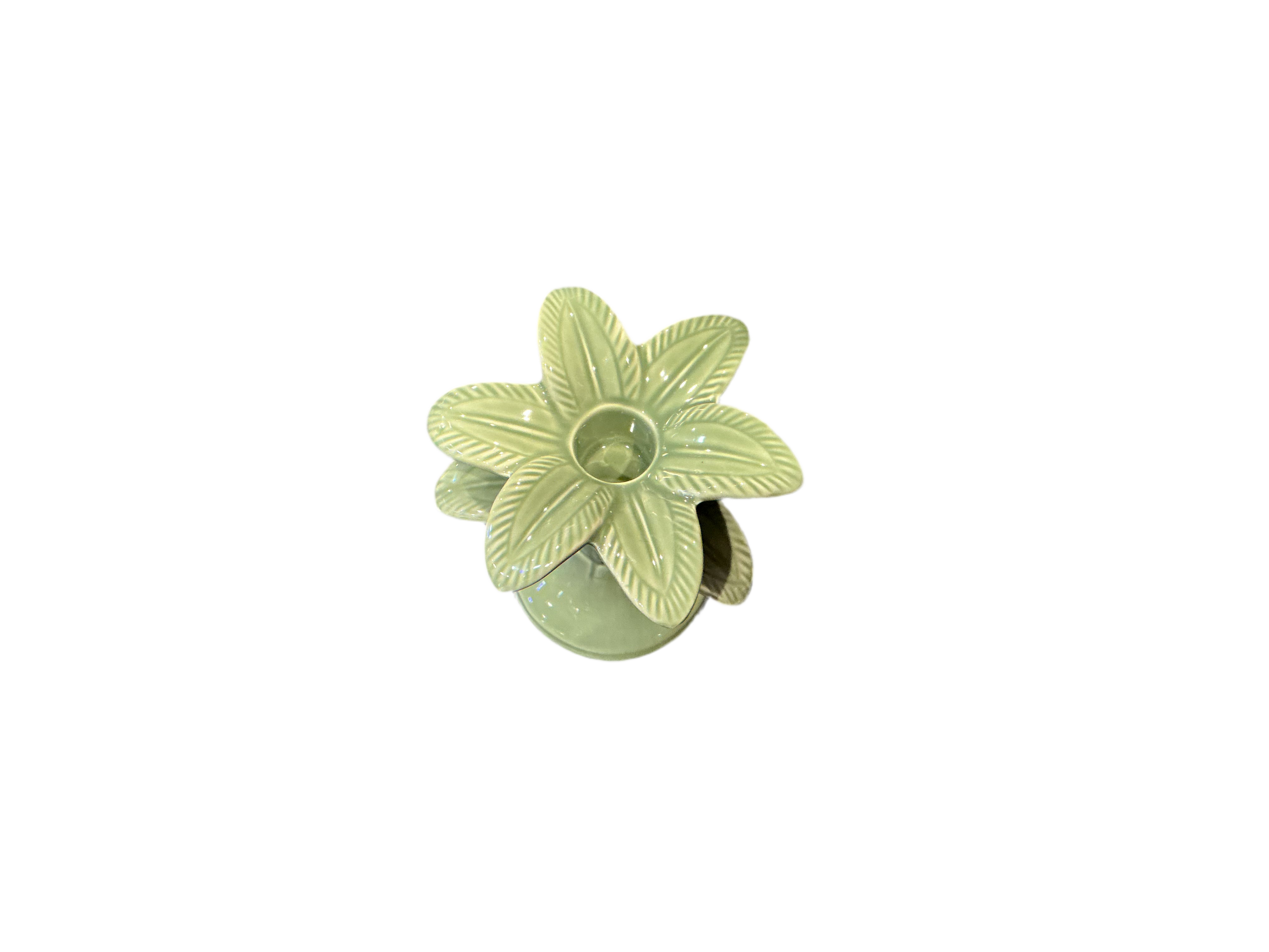 Small Green Palm Candle Holder