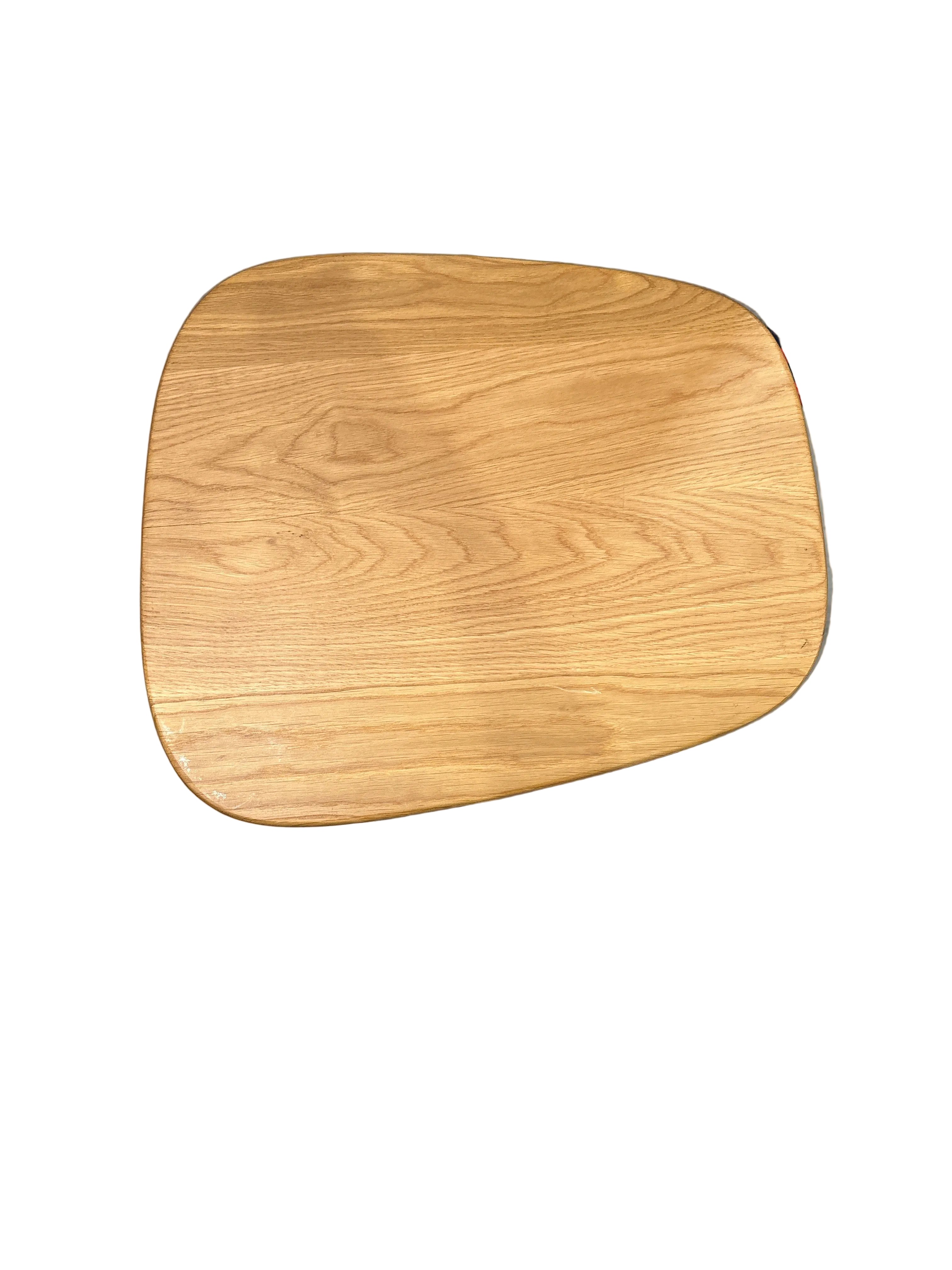 Cantilevered Asymmetrical Wooden Top Side Table