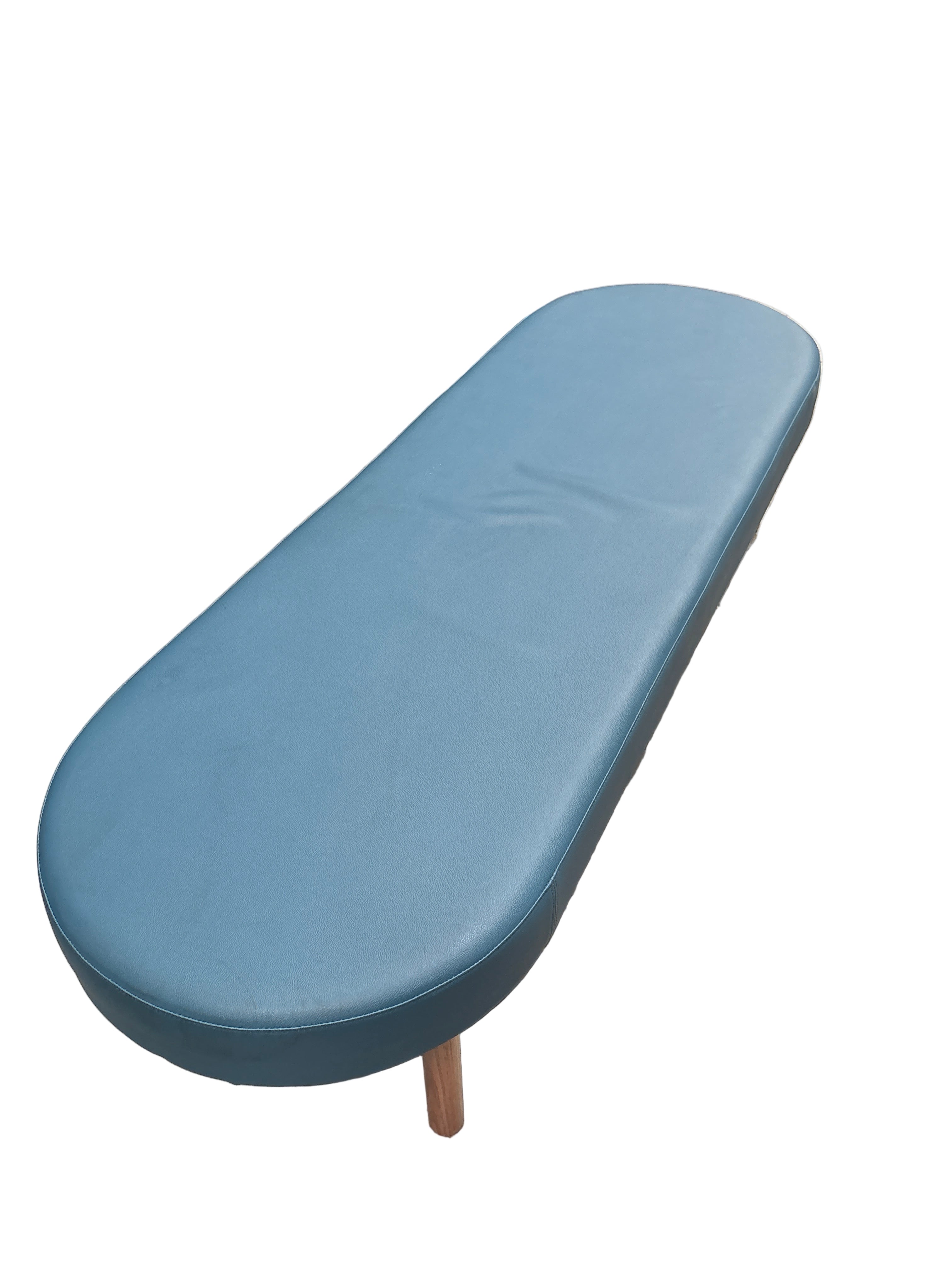 FBD Large Blue Leather Bench Seat
