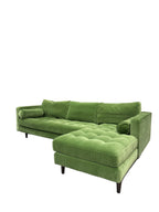 Draper Velvet Chaise Sofa Green Velvet