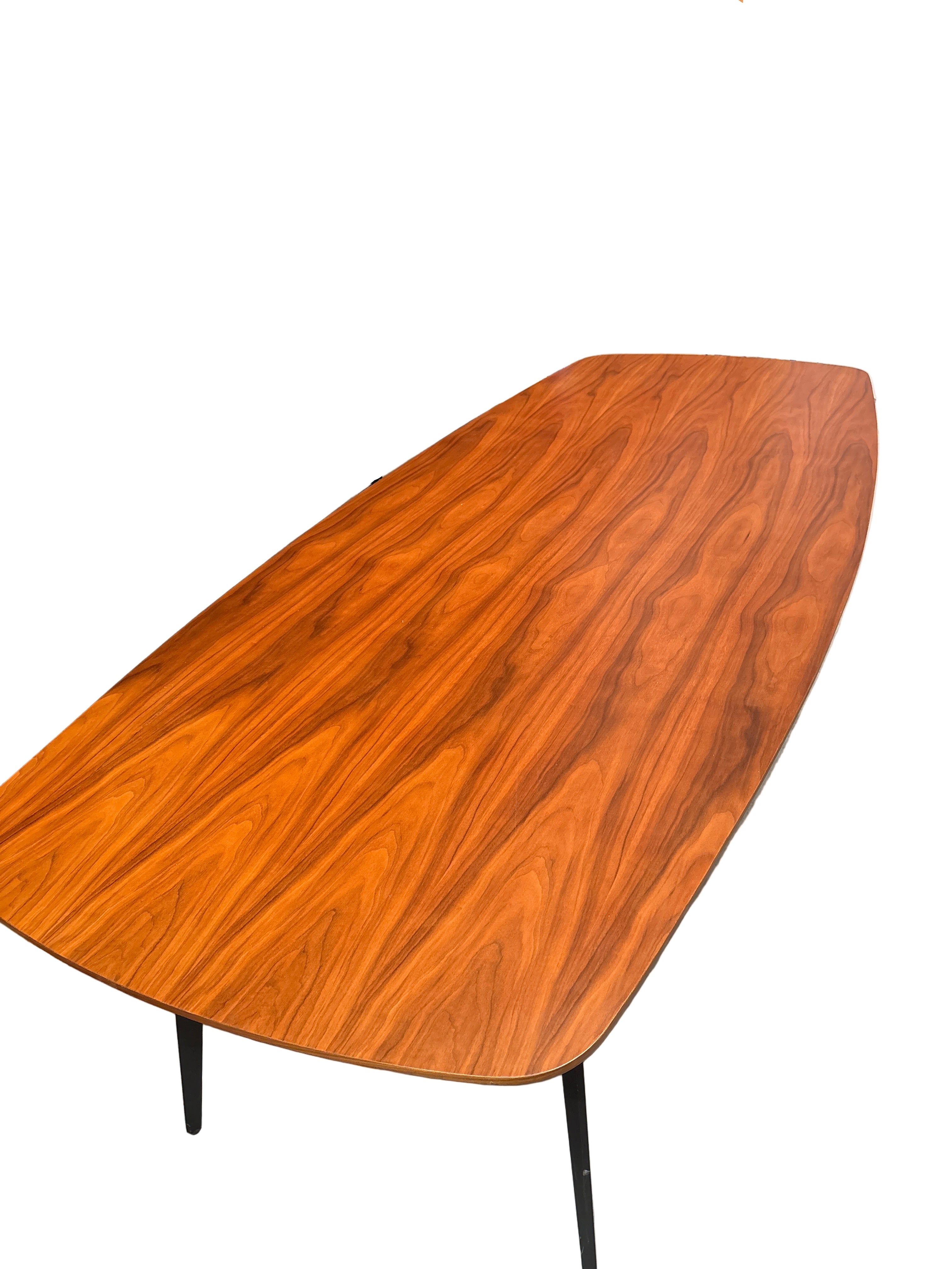 Mid Century Large Dining Table Tapered Metal Legs