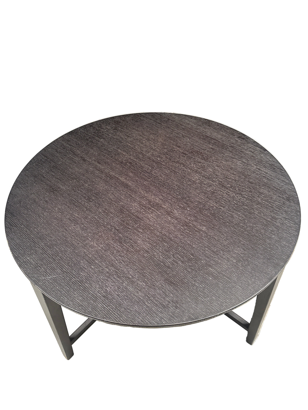 Modern Round Coffee Table with Textured Top and X-Base