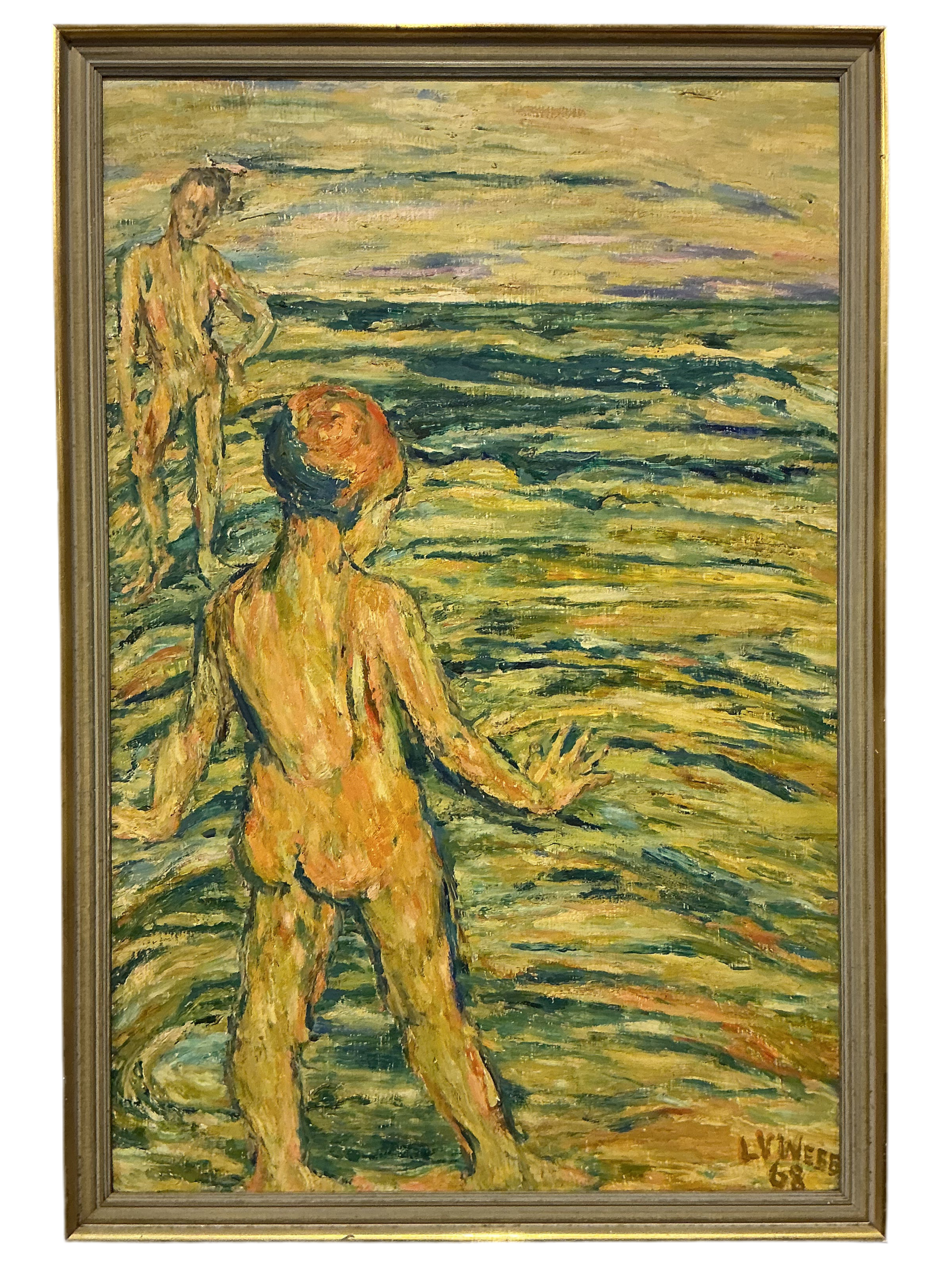 Original Seaside Artwork oil painting by LV WEBB