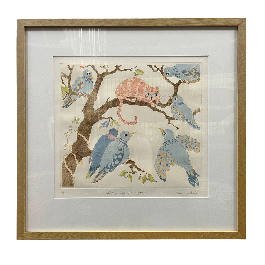 Cat amongst the pigeons II - Signed Framed Print