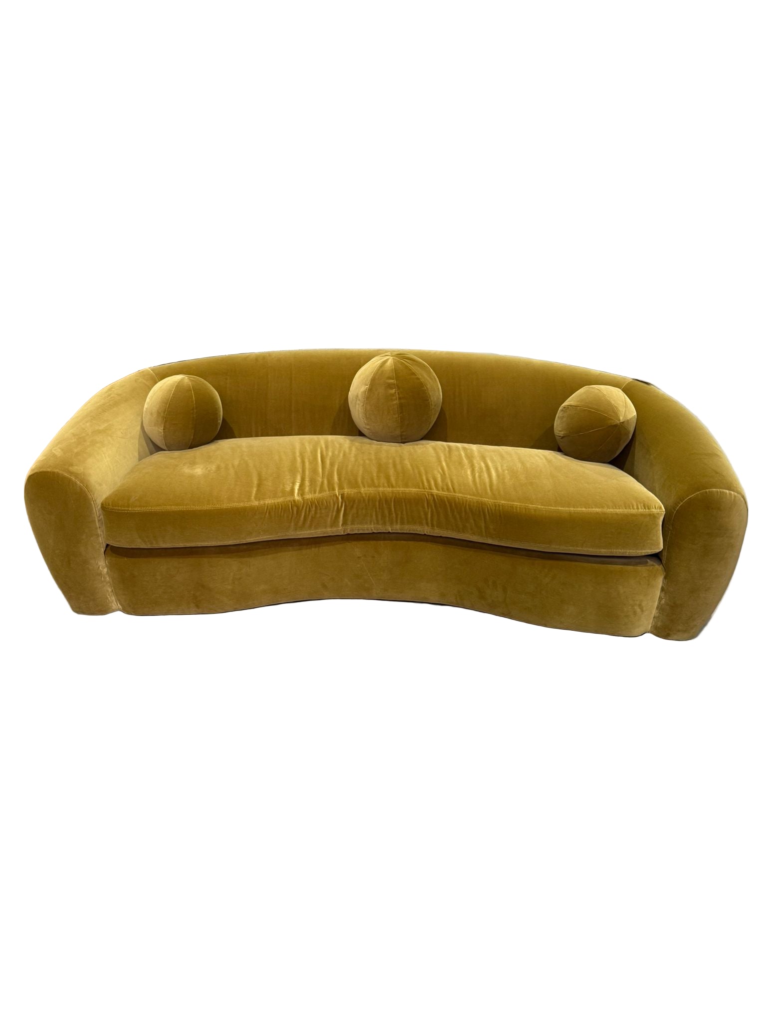 Curved Velvet Sofa in Chartreuse Green