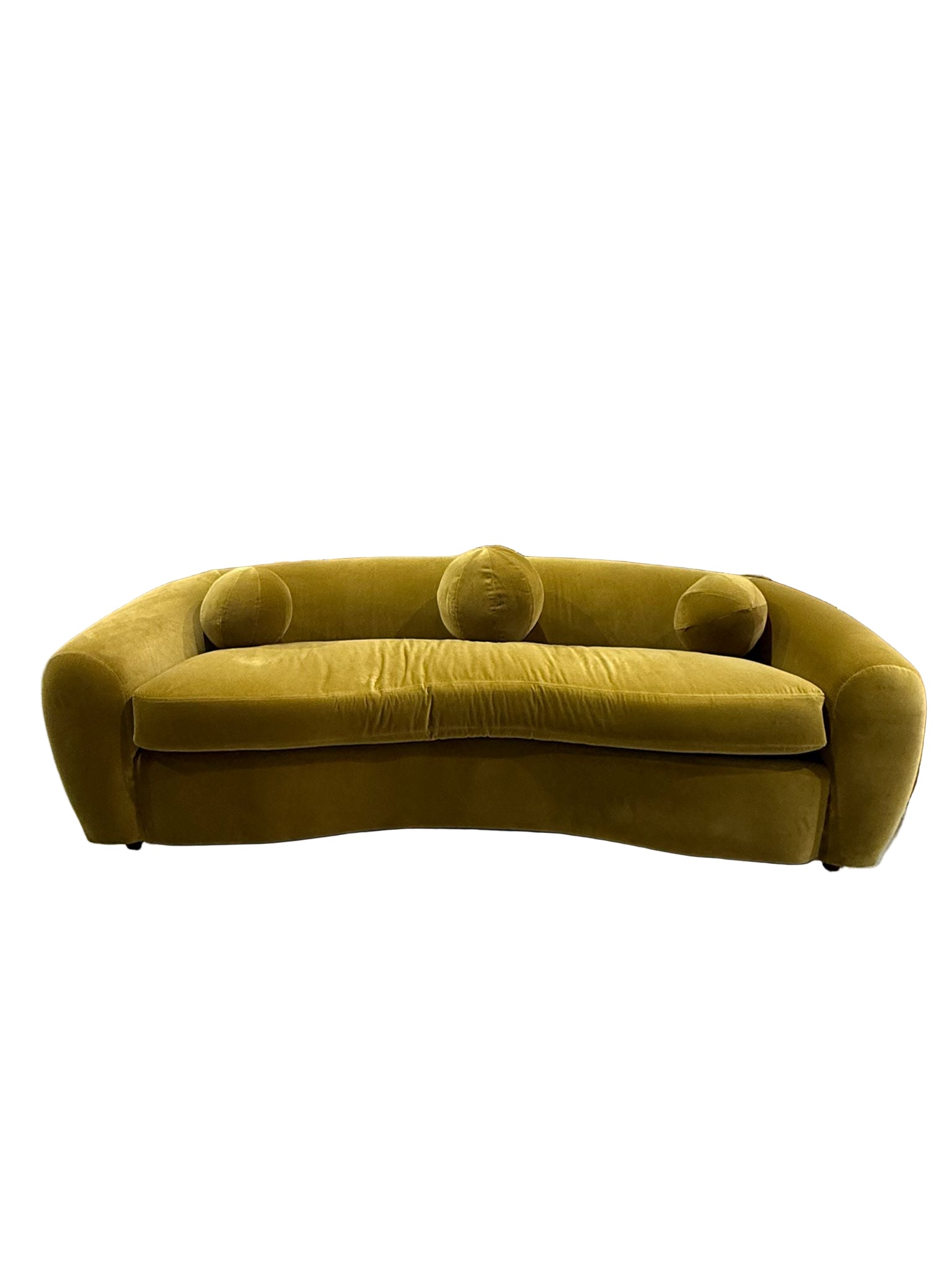 Curved Velvet Sofa in Chartreuse Green