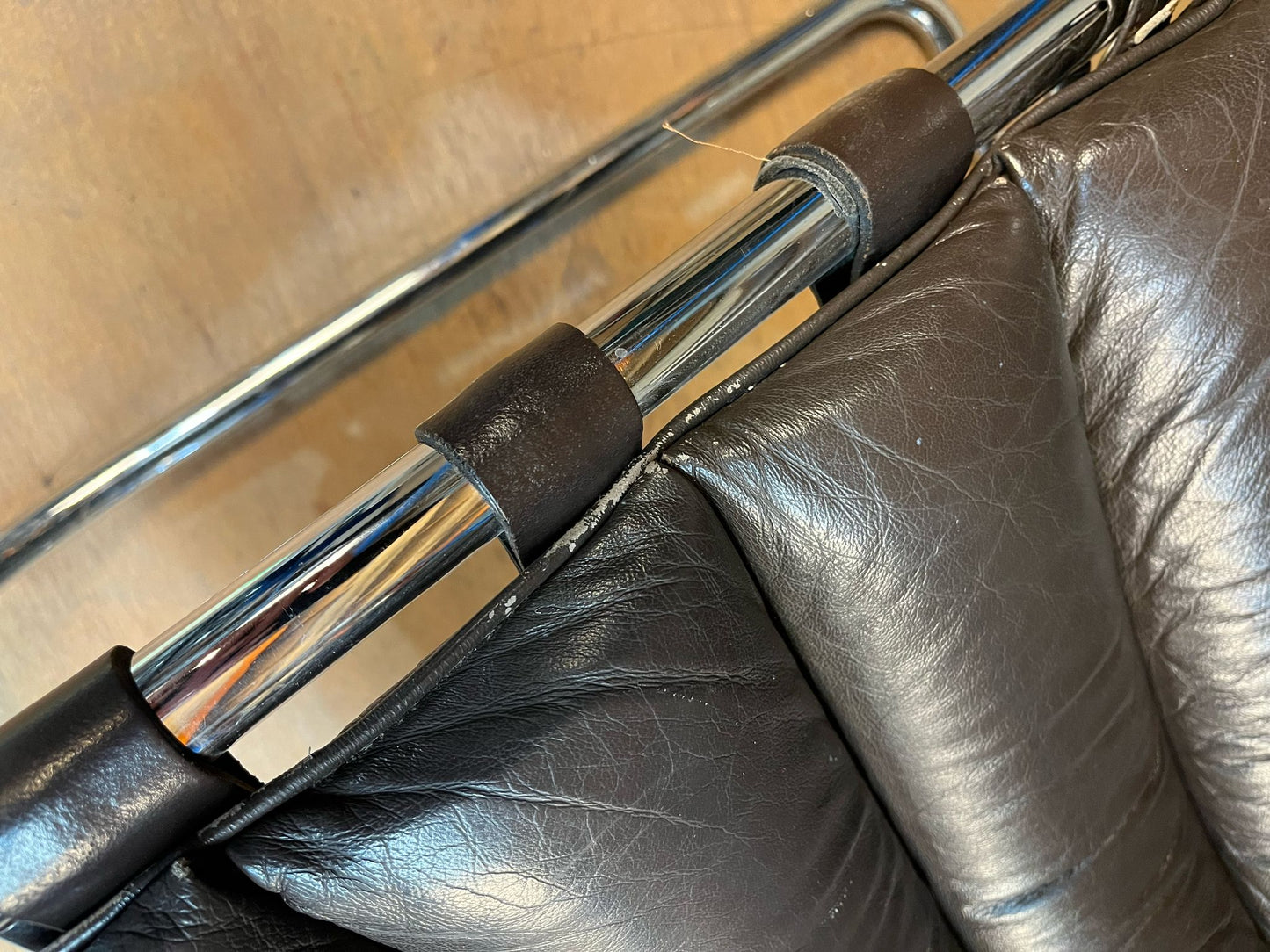Dark brown PU armchair