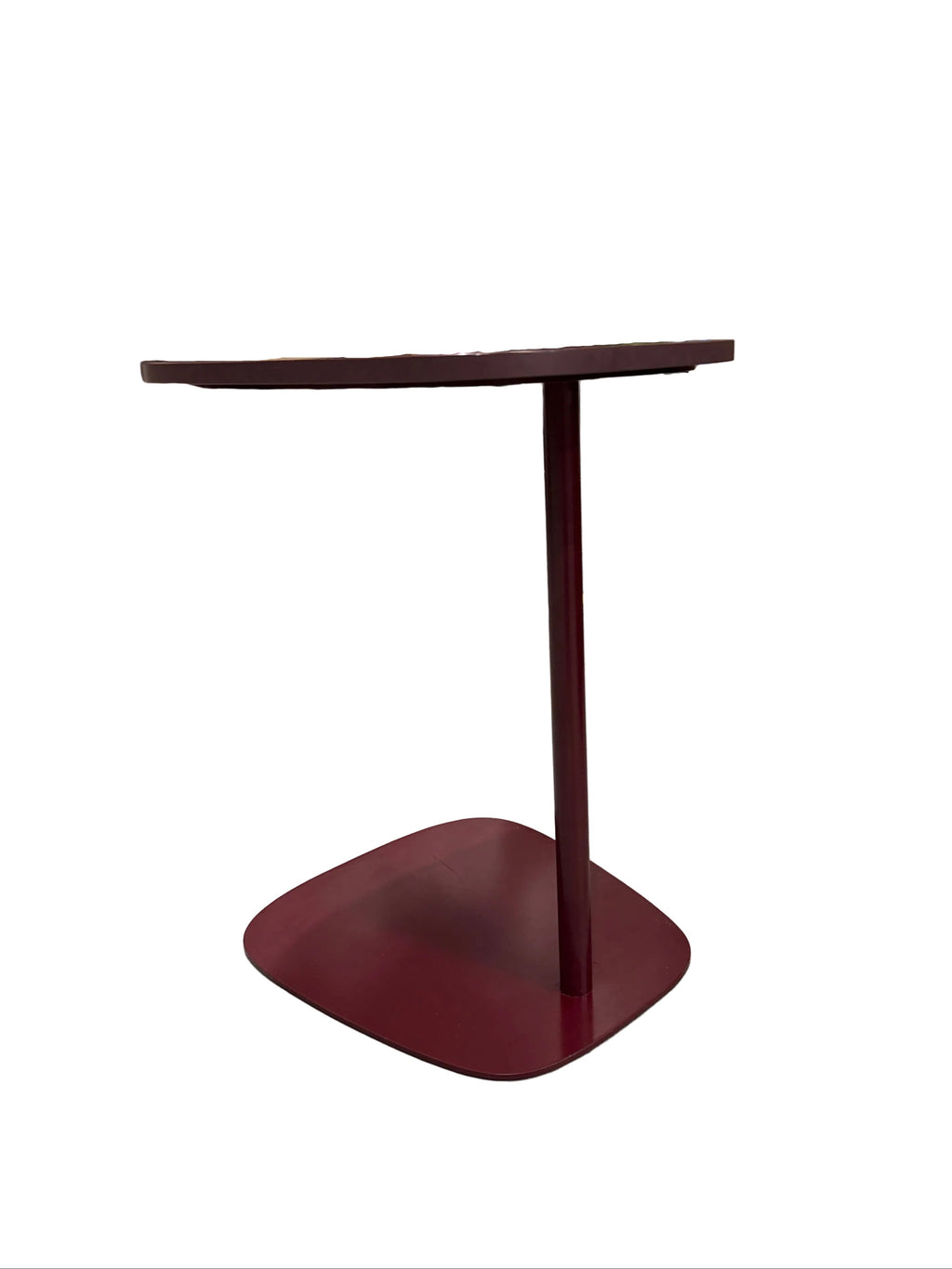 Cantilevered Asymmetrical Burgundy Side Table