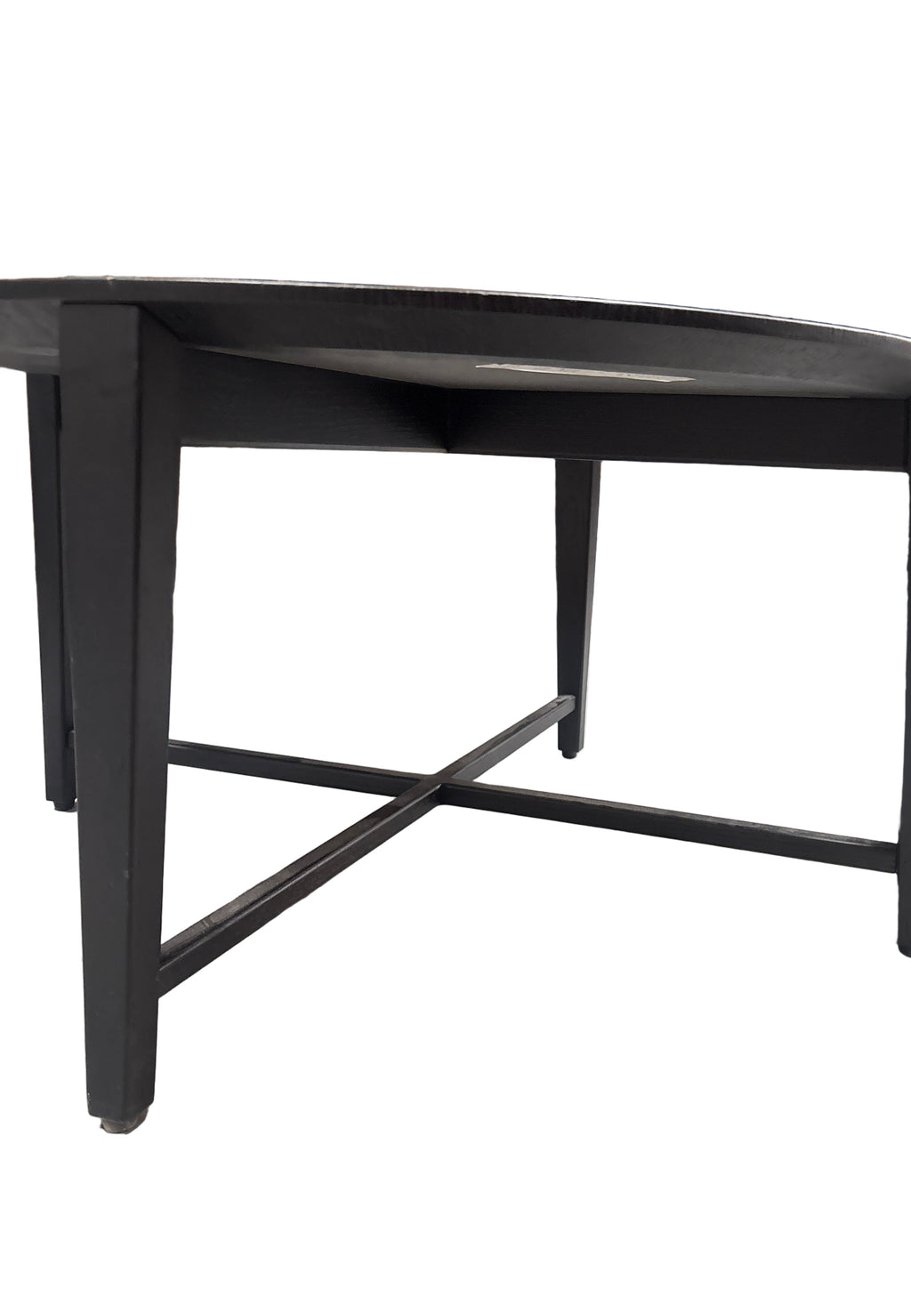 Modern Round Coffee Table with Textured Top and X-Base