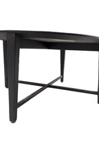 Modern Round Coffee Table with Textured Top and X-Base