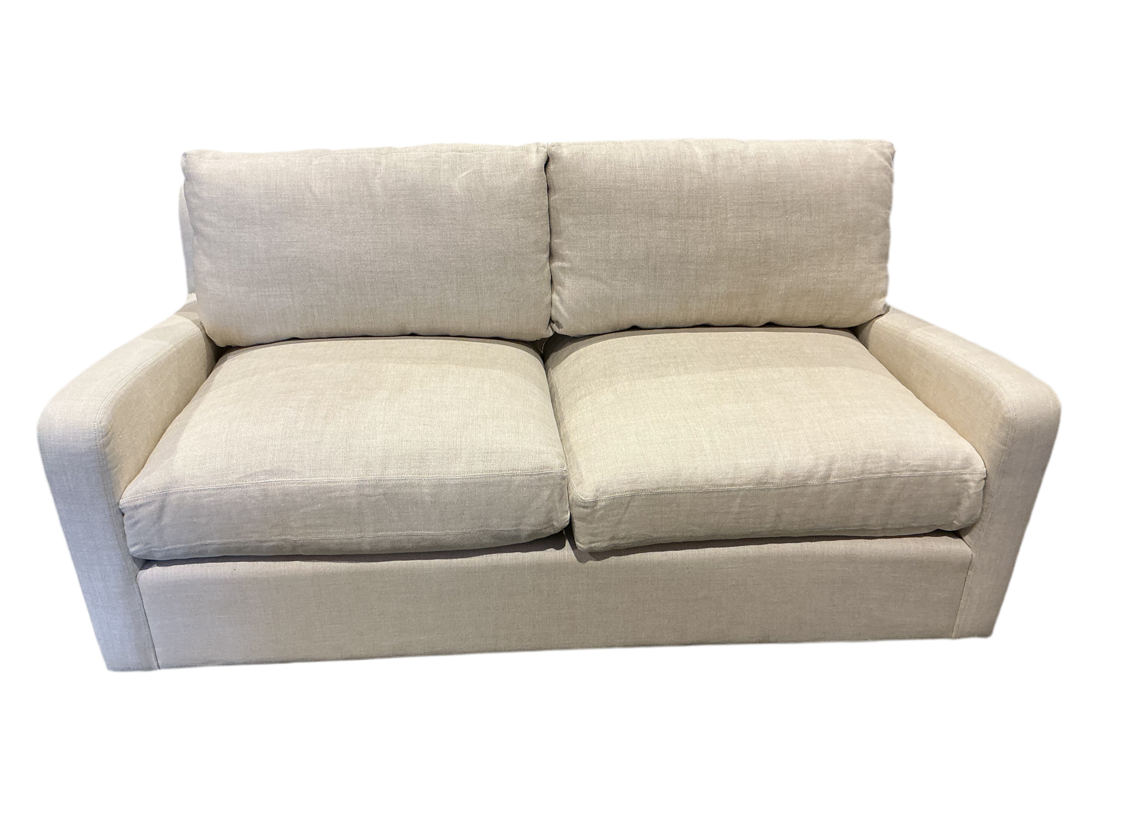 Cream Linen Two Seat Sofa