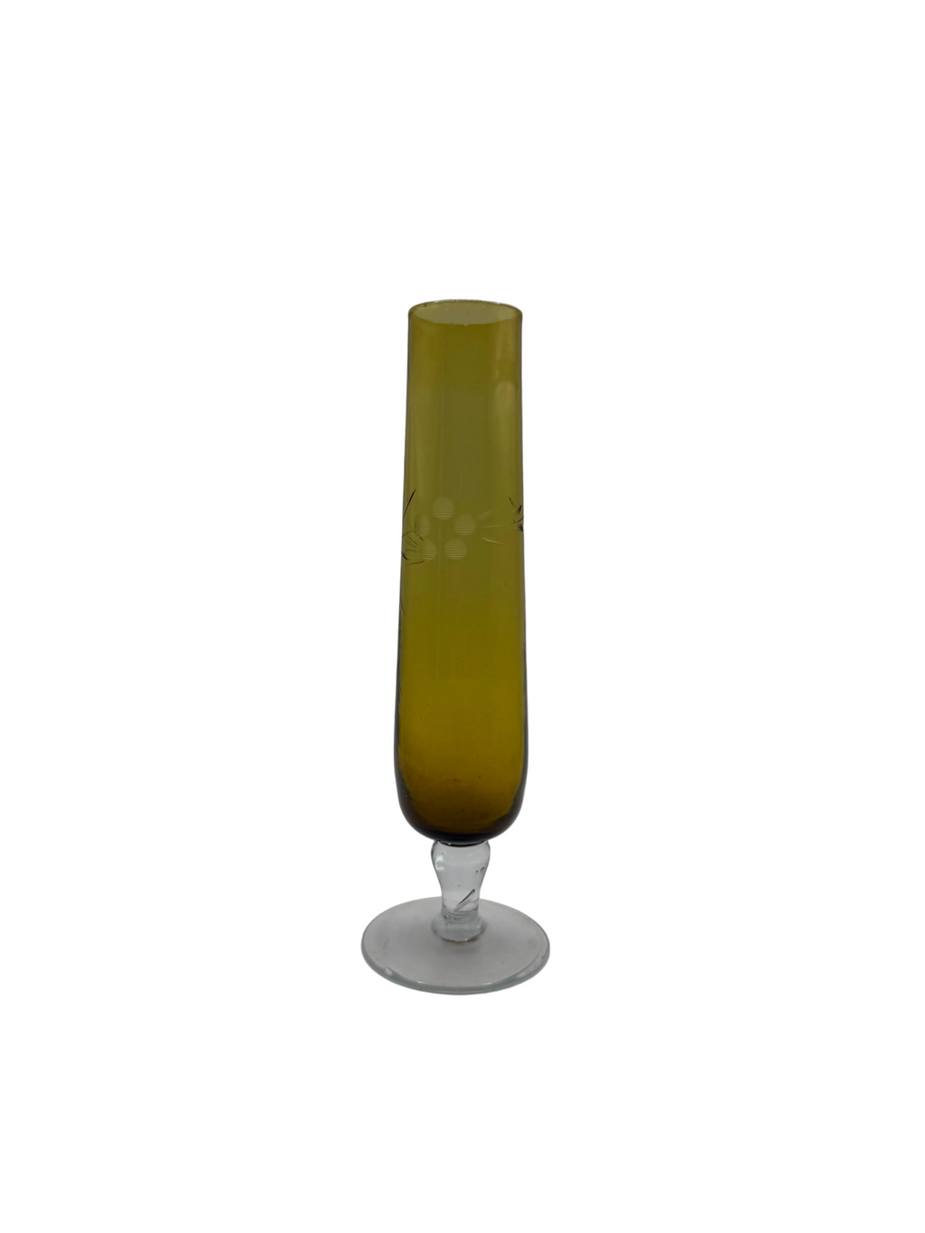 Vintage Amber Stemmed Glass Bud Vase