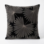 Etta-Black Style Black Cushion with Palm motif