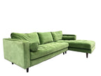 Draper Velvet Chaise Sofa Green Velvet