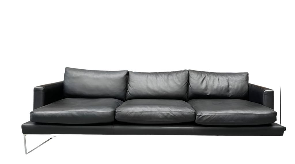 3.5 Seater Lounge - Lounge Designer Furniture - Black Leather