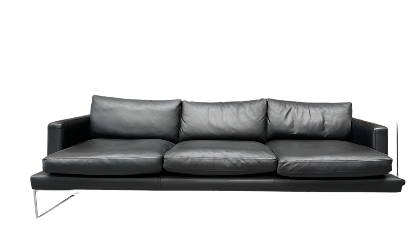 3.5 Seater Lounge - Lounge Designer Furniture - Black Leather