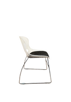 "O Chair" style chair with padded seat - white + geometric patterned cushion