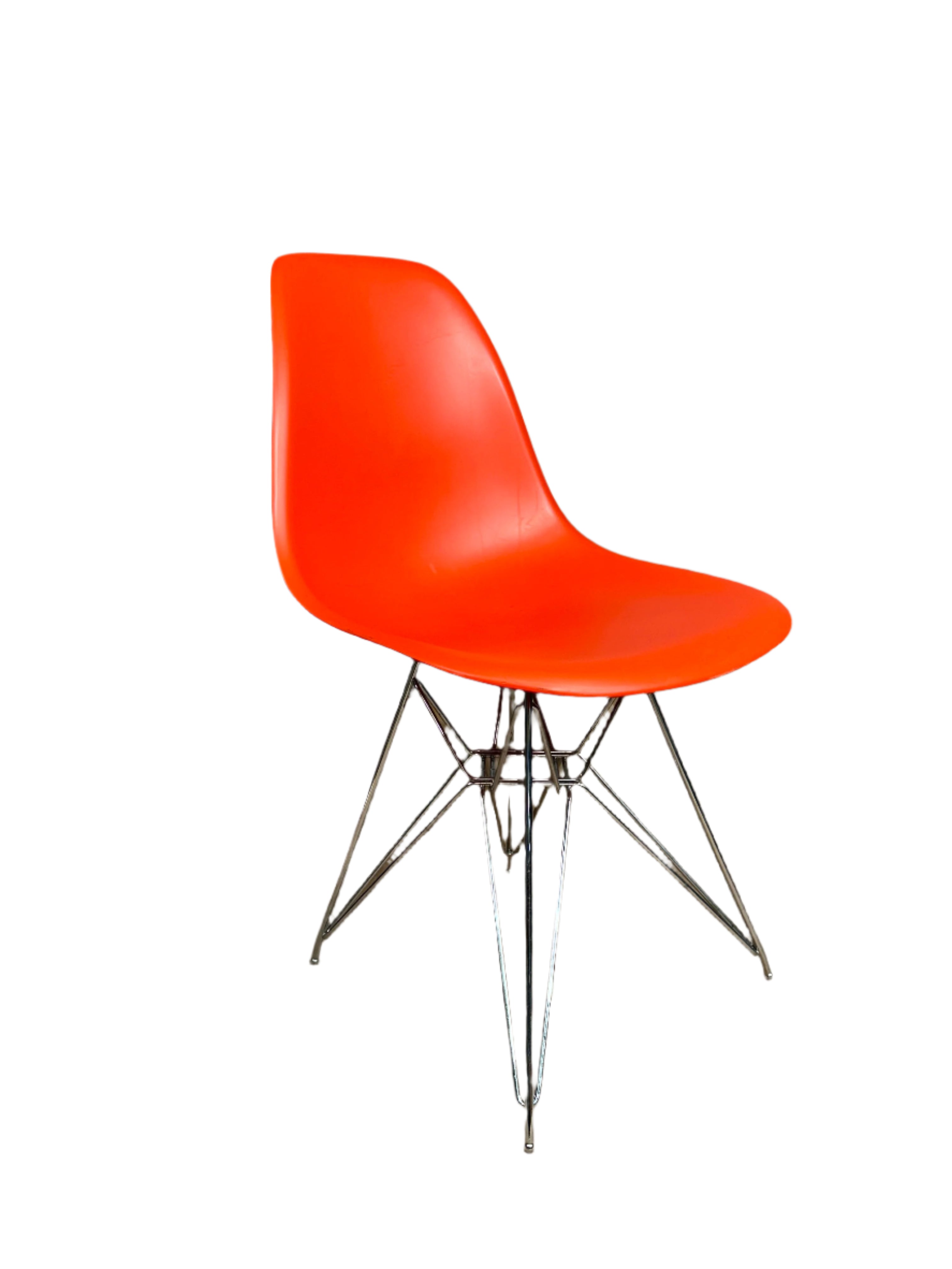 Eames Plastic Moulded Side Chair - Wire Base (Red), Vitra