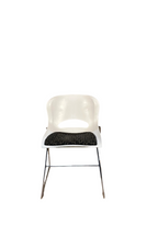 "O Chair" style chair with padded seat - white + geometric patterned cushion