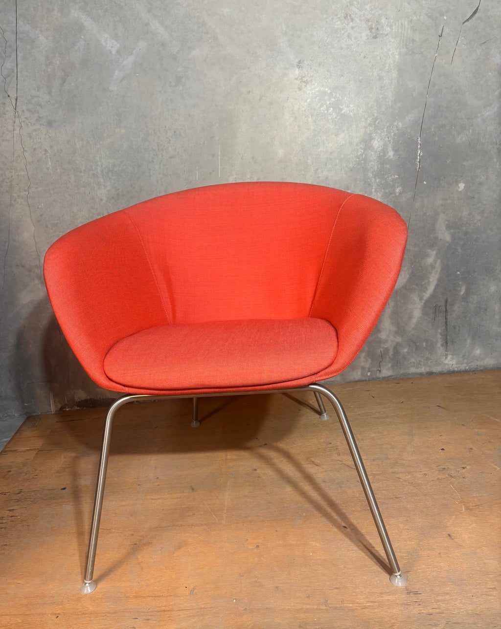 Red Upholstered Bucket Chair