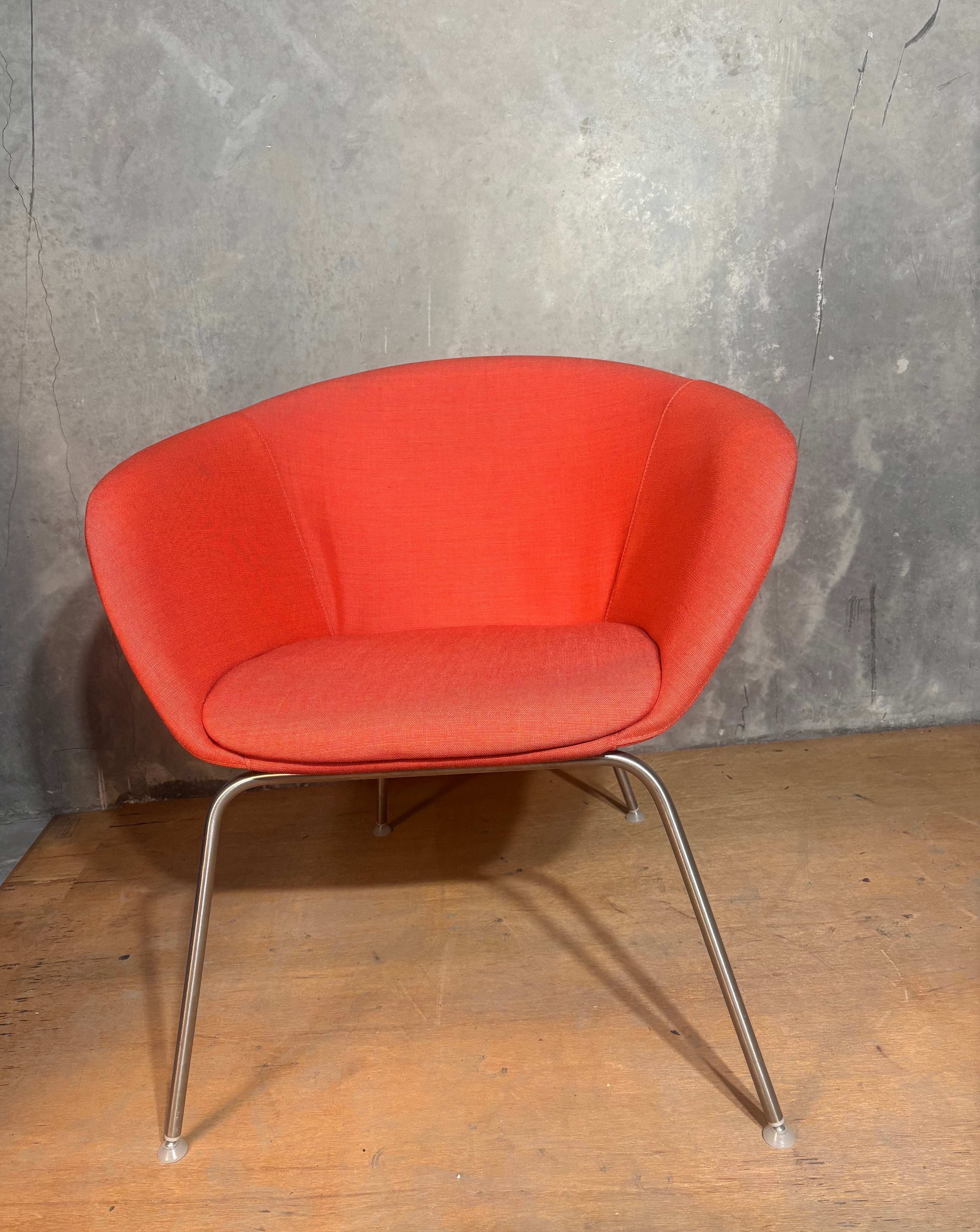 Red Upholstered Bucket Chair