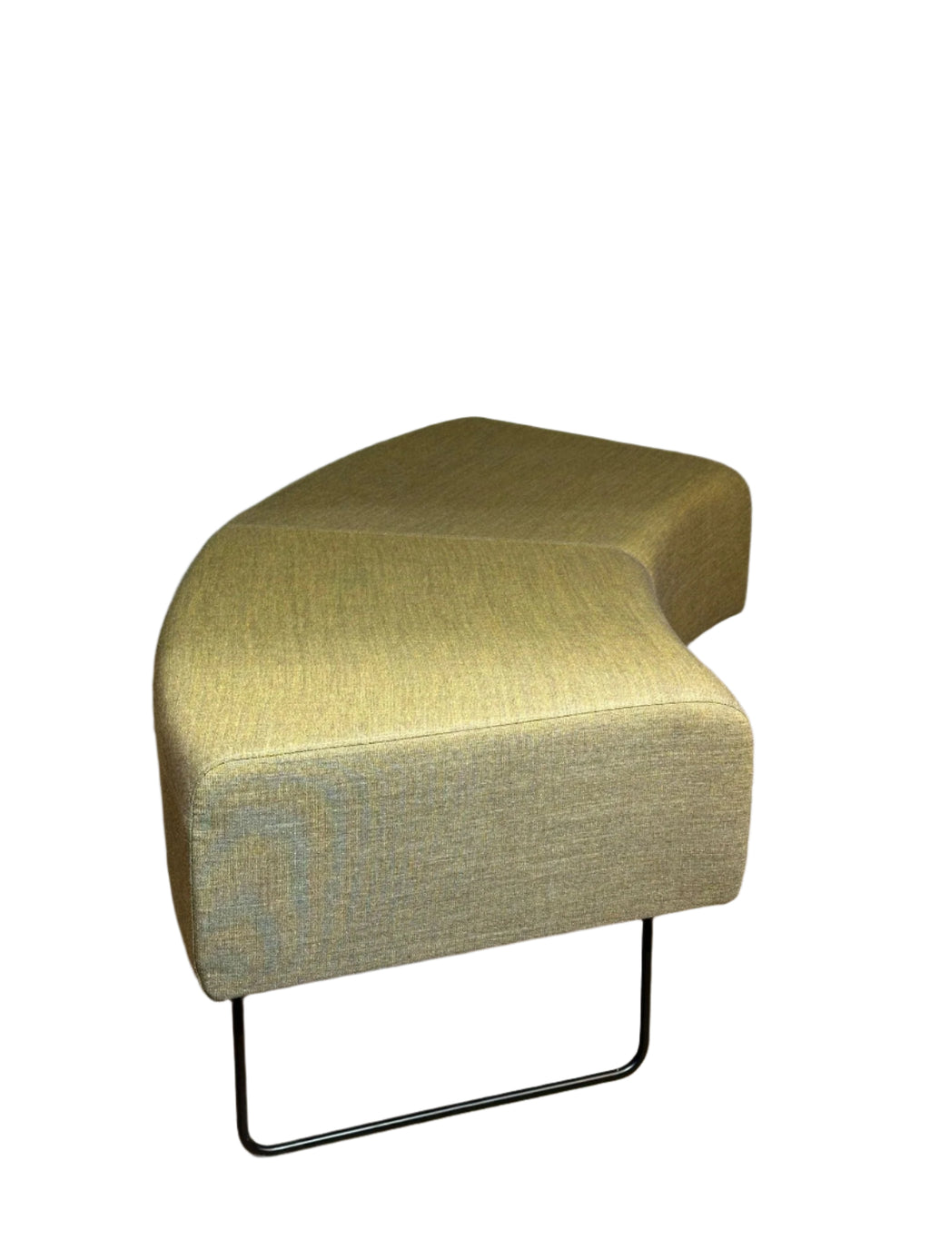 Mid-Century Curved Ottoman in Olive Green