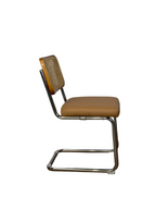 Tan Upholstery & Rattan Back Cantilever Dining Chair by Temple & Webster