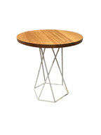 Side Table Wooden White Metal Legs